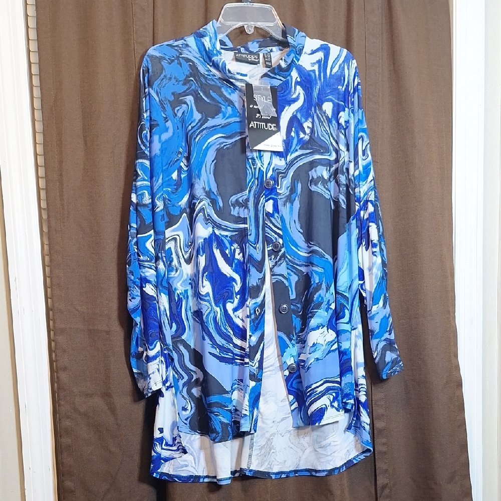 Attitudes by Renee Swirl Print Long Sleeve Top